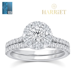 Harriet 9ct White Gold Oval Halo 1.50ct Lab Grown Diamond Bridal Set
