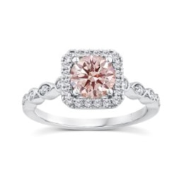 Harriet Platinum Round 1.25ct Pink Lab Grown Diamond Halo Ring