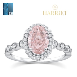 Harriet Platinum Oval 2.33ct Pink Lab Grown Diamond Halo Ring