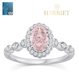 Harriet Platinum Oval 1.25ct Pink Lab Grown Diamond Halo Ring