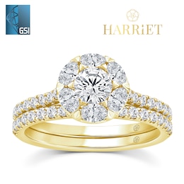 Harriet 9ct Yellow Gold Oval Halo 1.50ct Lab Grown Diamond Bridal Set