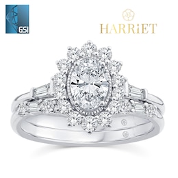 Harriet 9ct White Gold Oval Halo 1.25ct Lab Grown Diamond Bridal Set