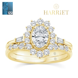 Harriet 9ct Yellow Gold Oval Halo 1.25ct Lab Grown Diamond Bridal Set