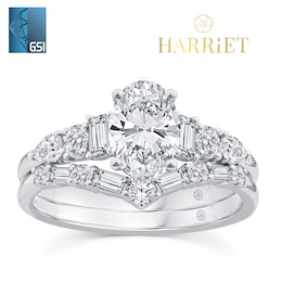 Harriet 9ct White Gold Oval Diamond Set Shoulders 1.75ct Lab Grown Diamond Bridal Set