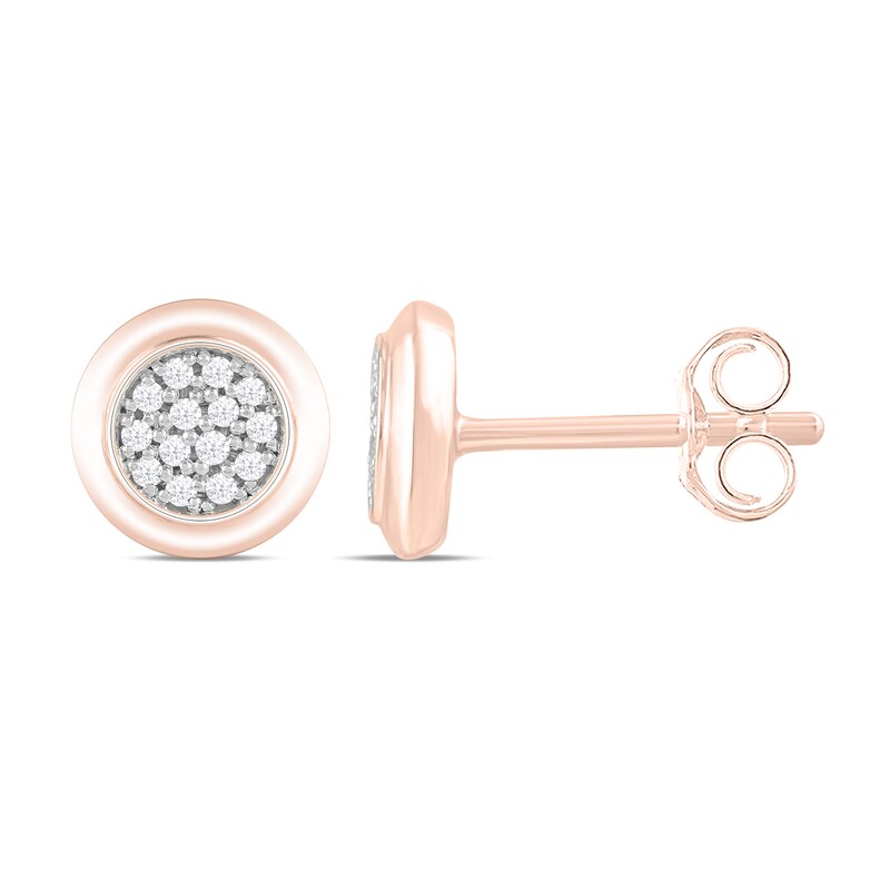 9ct Rose Gold Round Diamond Stud Earrings