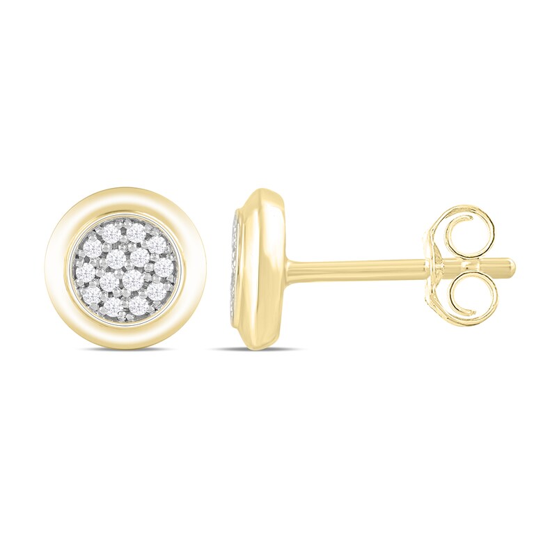 9ct Yellow Gold Round Diamond Stud Earrings