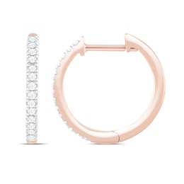 9ct Rose Gold 0.15ct Diamond Detail Hoop Earrings