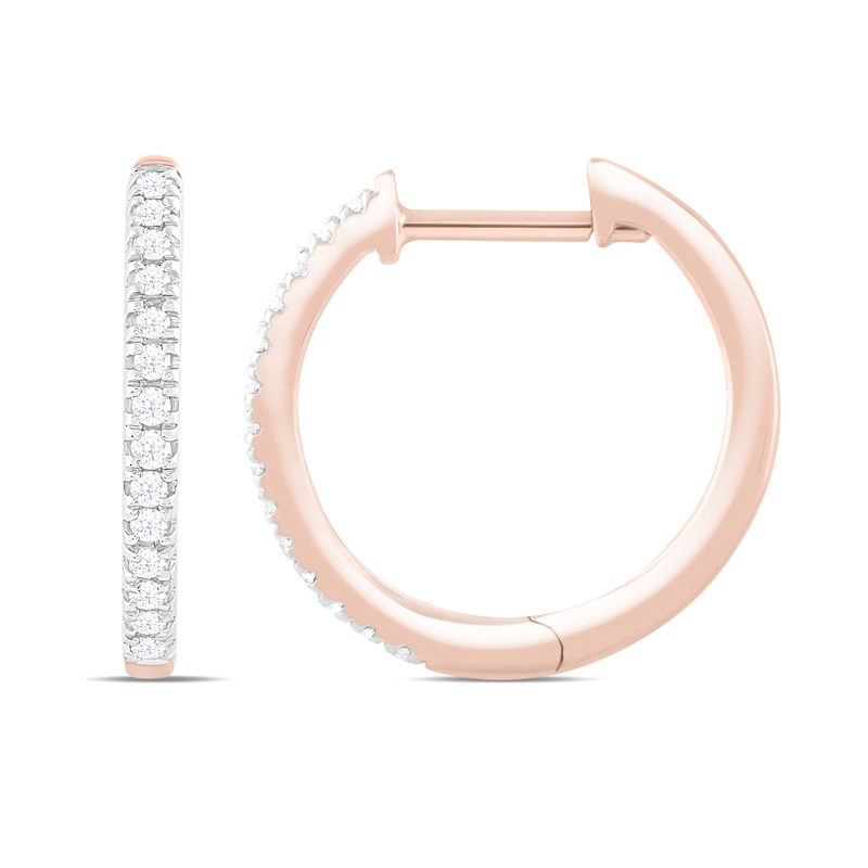 Main Image 1 of 9ct Rose Gold 0.15ct Diamond Detail Hoop Earrings