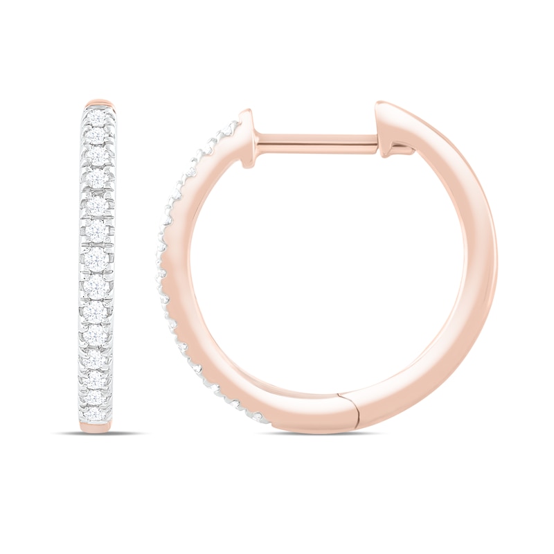 9ct Rose Gold 0.15ct Diamond Detail Hoop Earrings