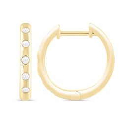 9ct Yellow Gold 0.10ct Diamond Detail Hoop Earrings