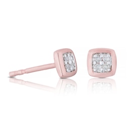 9ct Rose Gold Cushion Shape Diamond Stud Earrings