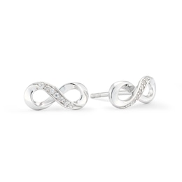 9ct White Gold Infinity Diamond Stud Earrings
