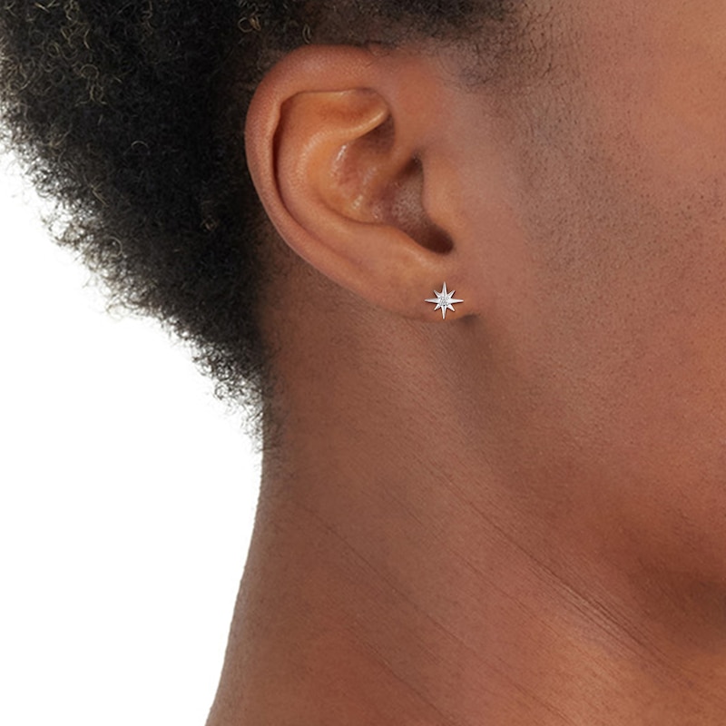 Silver Guiding Star Diamond Stud Earrings