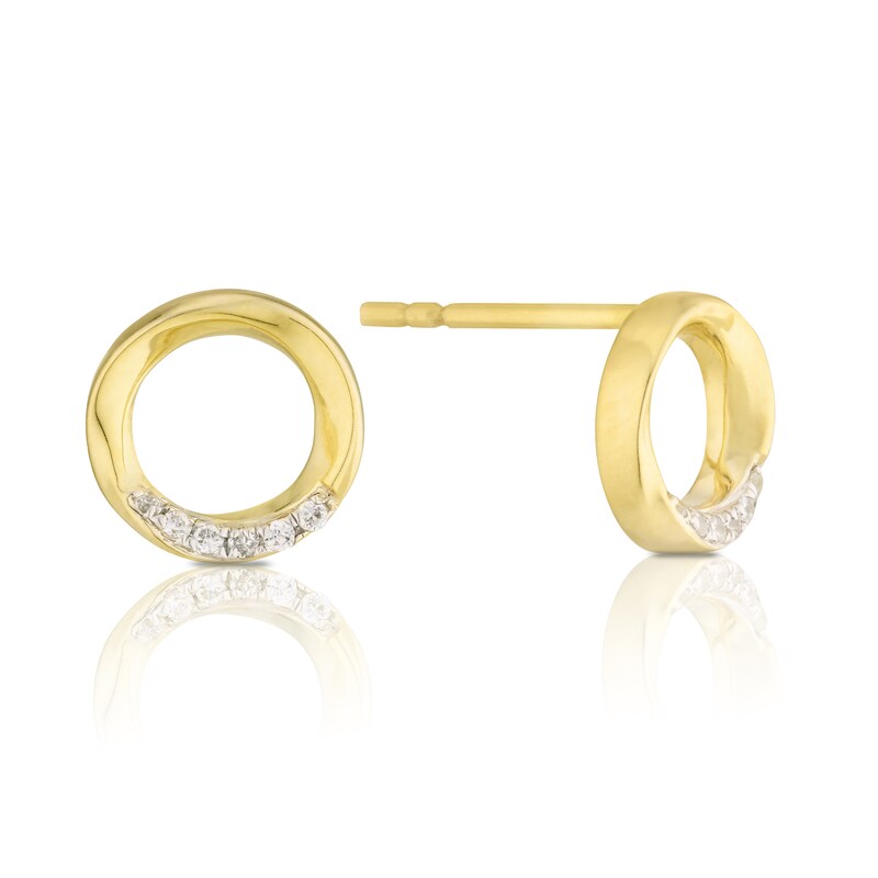 Main Image 1 of 9ct Yellow Gold Circle Diamond Stud Earrings