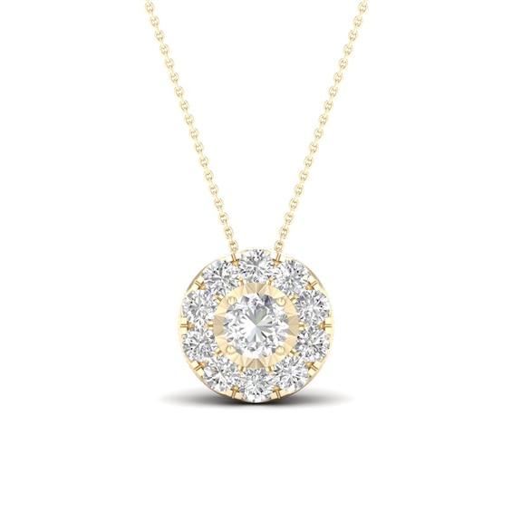 9ct Yellow Gold 0.25ct Halo Diamond Pendant