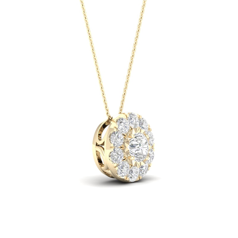 Main Image 2 of 9ct Yellow Gold 0.25ct Halo Diamond Pendant