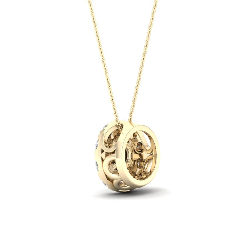 Main Image 3 of 9ct Yellow Gold 0.25ct Halo Diamond Pendant