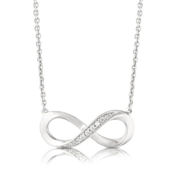 9ct White Gold Infinity Diamond Pendant