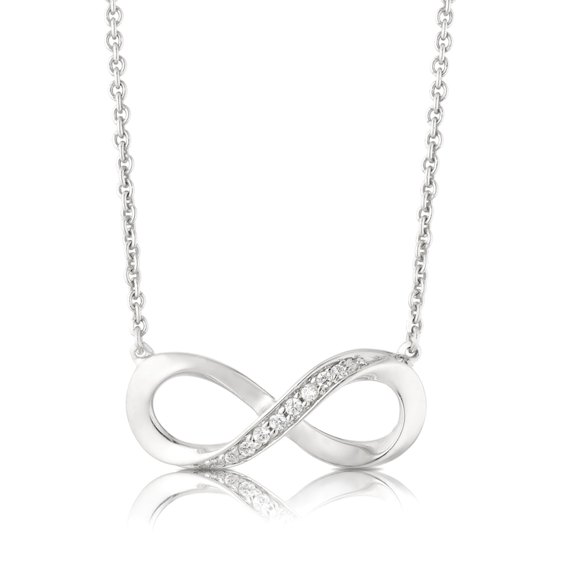 Main Image 1 of 9ct White Gold Infinity Diamond Pendant
