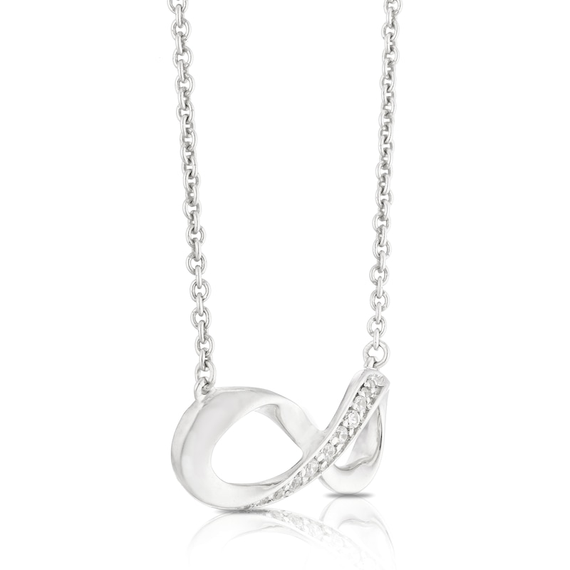 9ct White Gold Infinity Diamond Pendant