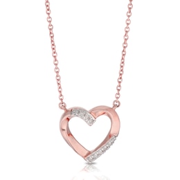 9ct Rose Gold Heart Diamond Pendant