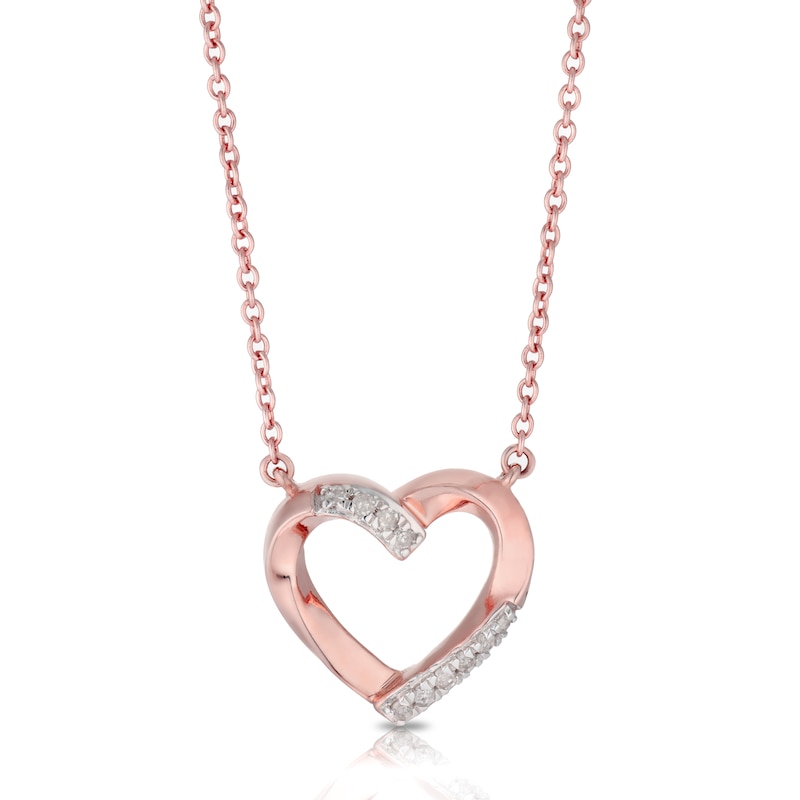 Main Image 1 of 9ct Rose Gold Heart Diamond Pendant