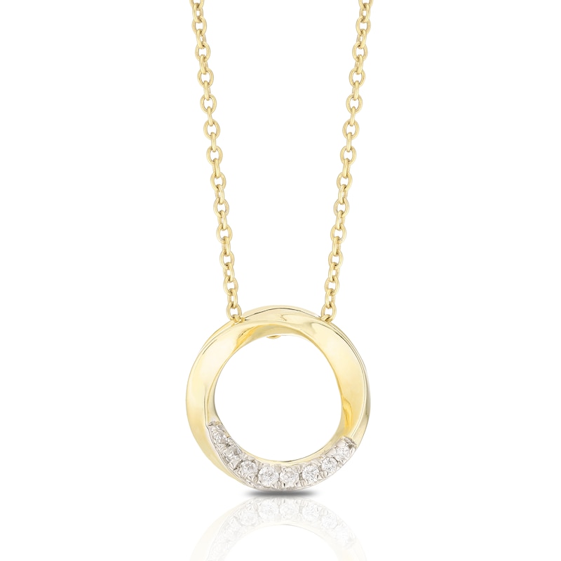 Main Image 1 of 9ct Yellow Gold Circle Diamond Pendant