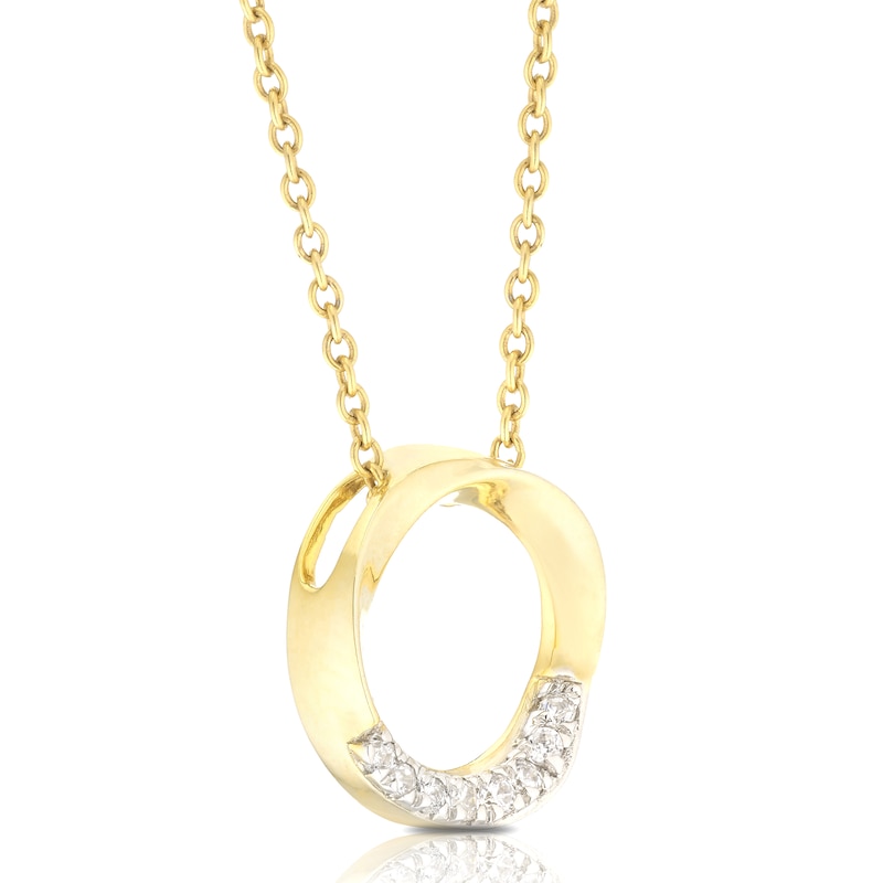 9ct Yellow Gold Circle Diamond Pendant