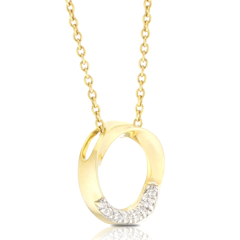 Main Image 2 of 9ct Yellow Gold Circle Diamond Pendant