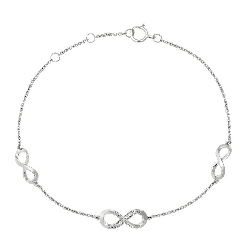 9ct White Gold Infinity Diamond Bracelet