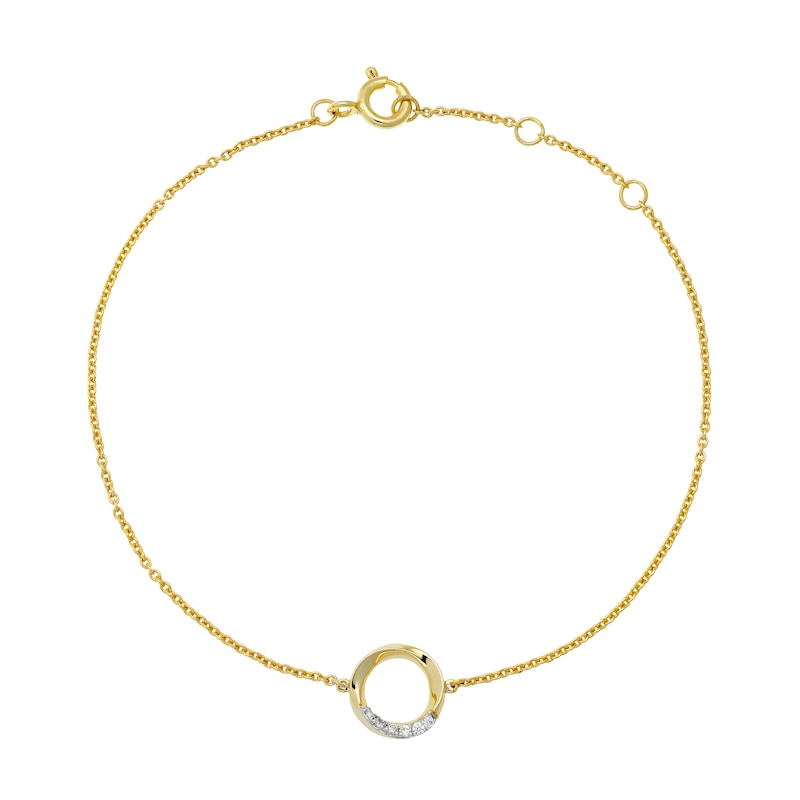 9ct Yellow Gold Circle Diamond Bracelet