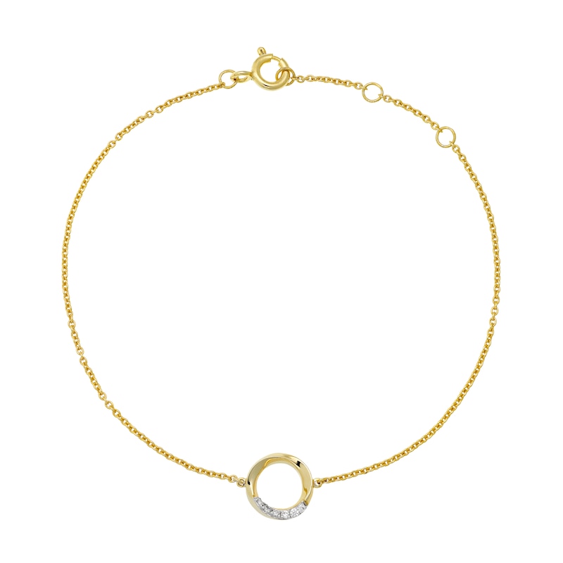 Main Image 1 of 9ct Yellow Gold Circle Diamond Bracelet