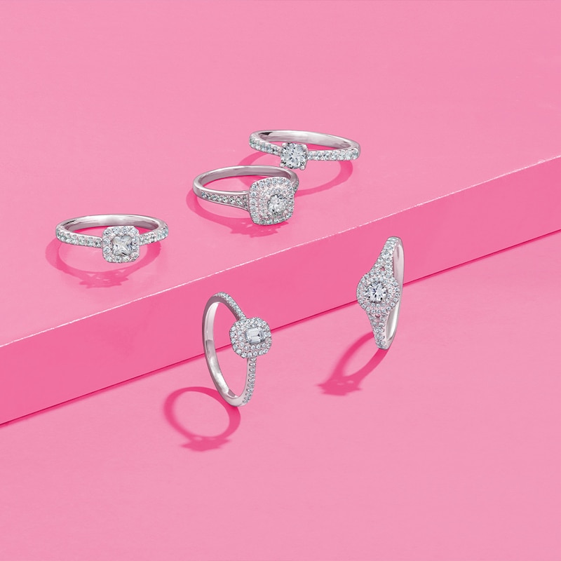 Main Image 5 of Engagement Ring The Diamond Story 18ct White Gold 0.40ct Total Diamond Ring