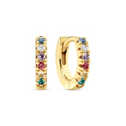 Sif Jakobs Ellera Piccolo Sterling Silver Yellow Gold Plated Multi-Colour Cubic Zirconia Hoop Earrings