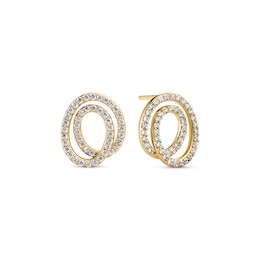 Sif Jakobs Spirale Due Piccolo Sterling Silver Yellow Gold Plated Cubic Zirconia Spiral Stud Earrings