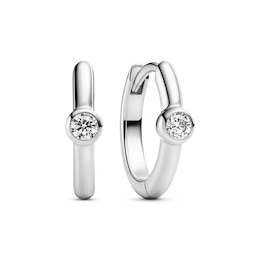 Sif Jakobs Sarzana Uno Creolo Sterling Silver Cubic Zirconia Hoop Earrings