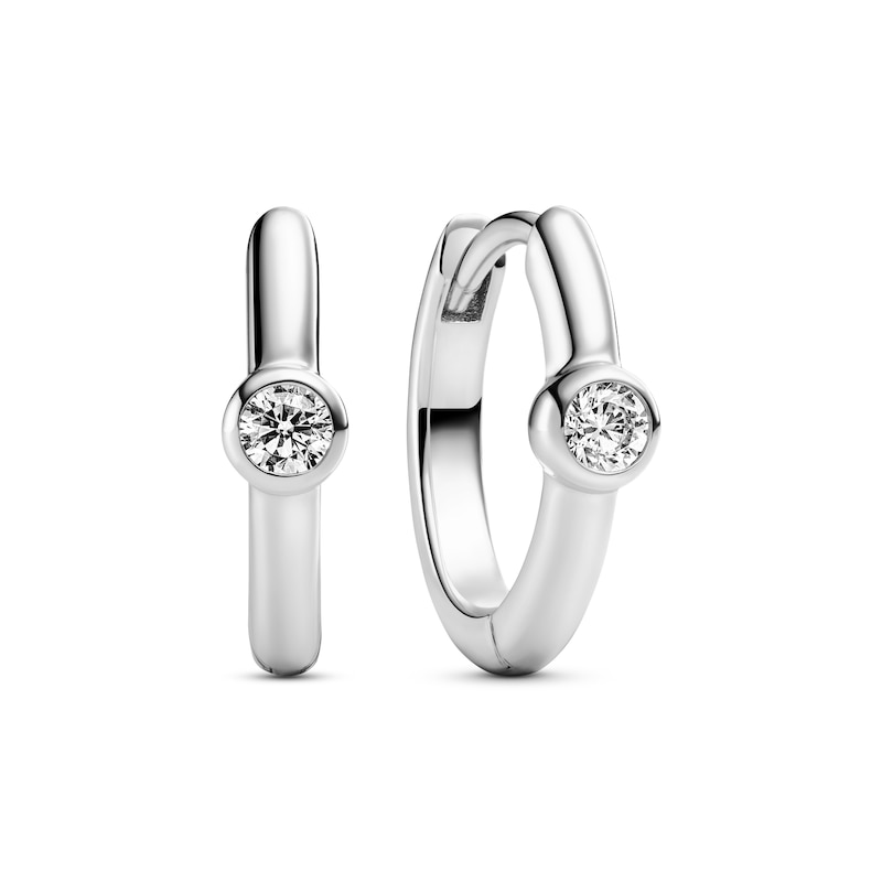 Main Image 1 of Sif Jakobs Sarzana Uno Creolo Sterling Silver Cubic Zirconia Hoop Earrings