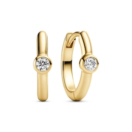 Sif Jakobs Sarzana Uno Creolo Sterling Silver Yellow Gold Plated Cubic Zirconia Hoop Earrings