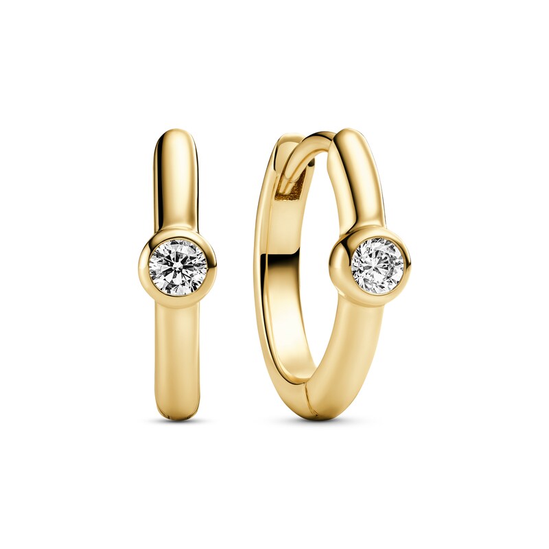 Main Image 1 of Sif Jakobs Sarzana Uno Creolo Sterling Silver Yellow Gold Plated Cubic Zirconia Hoop Earrings