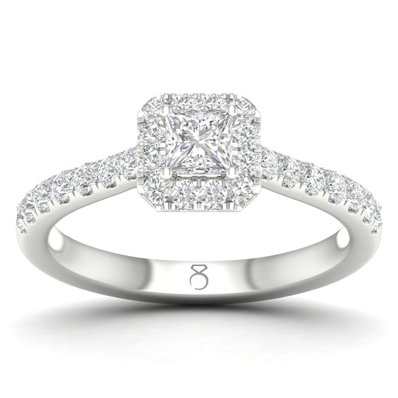 The Diamond Story 18ct White Gold Princess Halo 0.66ct Total