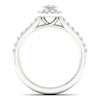 Thumbnail Image 3 of The Diamond Story 18ct White Gold Princess Halo 0.66ct Total Diamond Ring