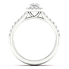 Thumbnail Image 2 of The Diamond Story 18ct White Gold Princess Halo 0.66ct Total Diamond Ring