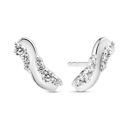 Sif Jakobs Ellera Waves Altro Sterling Silver Cubic Zirconia Wave Earrings