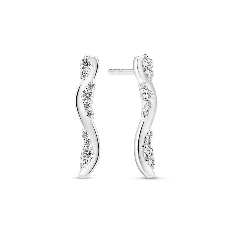 Main Image 1 of Sif Jakobs Ellera Waves Altro Lungo Sterling Silver Cubic Zirconia Elongated Wave Earrings