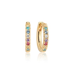 Sif Jakobs Ellera Medio Sterling Silver Yellow Gold Plated Multi-Colour Cubic Zirconia Hoop Earrings