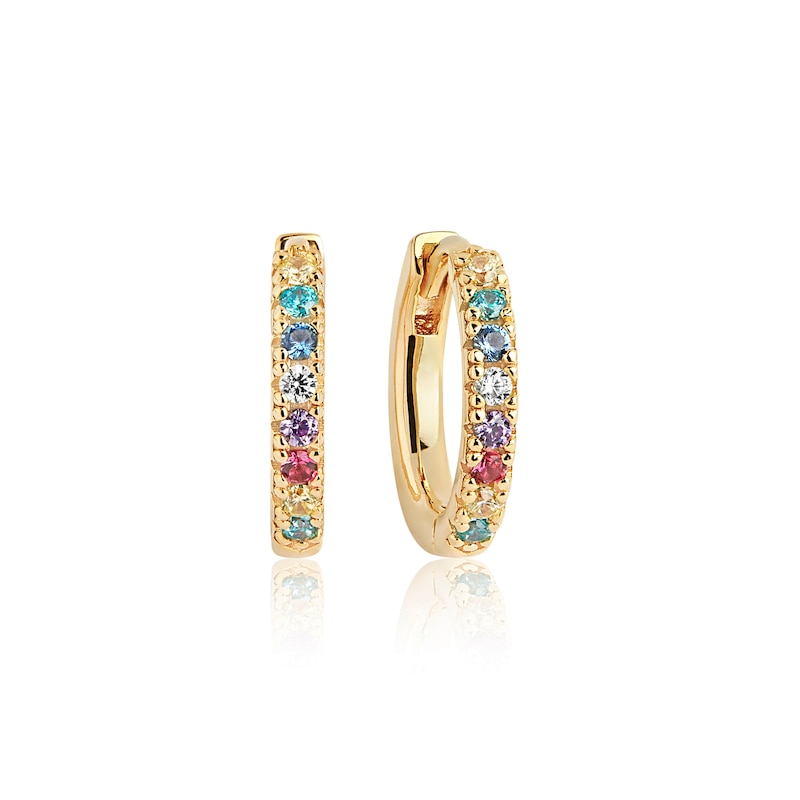 Main Image 1 of Sif Jakobs Ellera Medio Sterling Silver Yellow Gold Plated Multi-Colour Cubic Zirconia Hoop Earrings