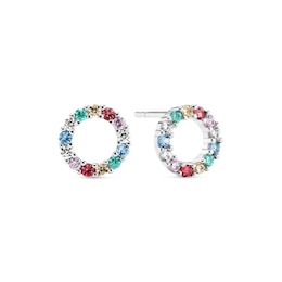 Sif Jakobs Biella Uno Piccolo Sterling Silver Multi-Colour Cubic Zirconia Round Stud Earrings