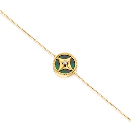 Sterling Silver & 18ct Gold Plated Vermeil Diamond & Malachite Bracelet
