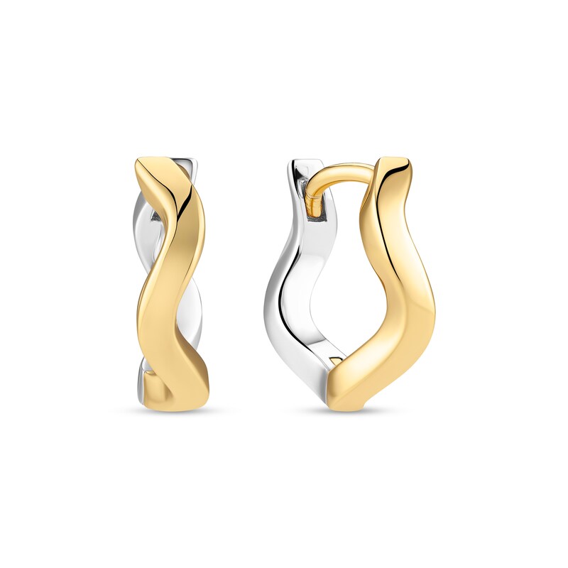 Main Image 1 of Sif Jakobs Ellera Waves Pianura Medio Sterling Silver & Yellow Gold Plated Two-Tone Wavy Hoop Earrings