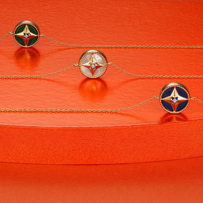 Main Image 2 of Sterling Silver & 18ct Gold Plated Vermeil Diamond & Mother of Pearl Bracelet